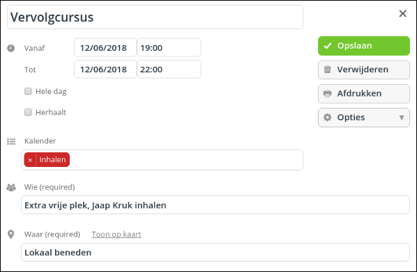 Voeg je eigen gegevens toe en klik op "Save"