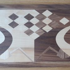Oefenbord restauratietechnieken - geïnspireerd door Escher
Uitgevoerd in noten en esdoornhout door