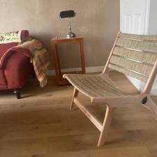 Fauteuil
Uitgevoerd in Inlands esdoornhout en biezen door Peter van 't Hoff